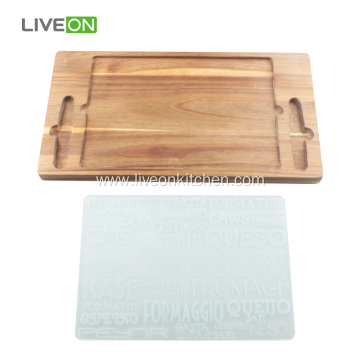 Acacia And Glass Cutting Board Set